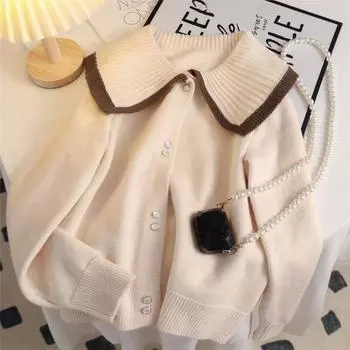 Ароматный Таро фиолетовый кукольный свитер, женский кардиган, весна 2023, новое вязаное пальто, свободный кардиган с длинными рукавами, женский свитер One Size розовый