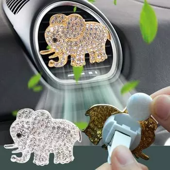 Ароматный зажим для автомобильного воздуховода, новый зажим для ароматерапии Water Diamond Elephant с ароматными ломтиками, аксессуары для автомобильного освежителя воздуха золотой