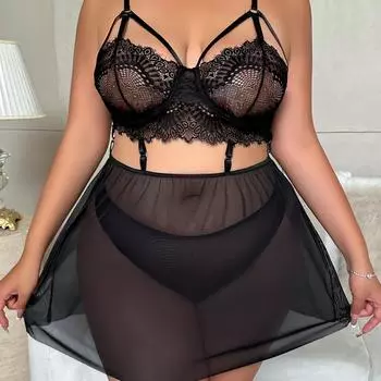 эротическое нижнее белье трехточечное сексуальное эротическое нижнее белье, большой размер ажурный комплект перспектива 1XL