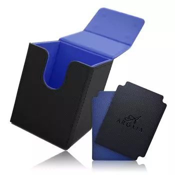 AROXIA Deck Case Коллекционный карточный чехол, совместимый с различными карточными играми, черный x (Вертикальный корпус, синий)