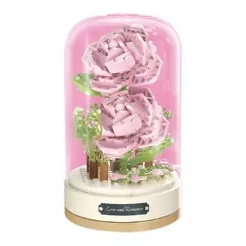 Art Box/Replica Pink Rose Mini Block Music Box Music Box Block Flower 147 Pieces