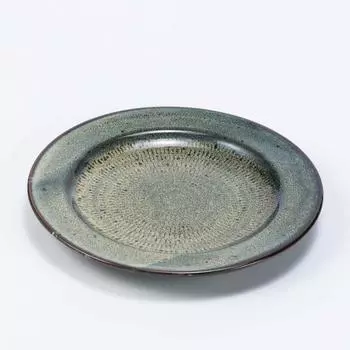 Art craftworks Koishiwara ware flat plate with Nagi glaze & rim,
