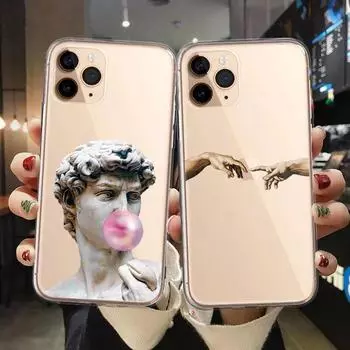Мягкий чехол для телефона Art Fresco Michelangelo Creation of Adam для iPhone 13 MIni 11 12 Pro Max 7 8 Plus X XR XS Max Davidlines iPhone 6 6s