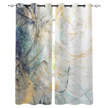 Art Line Ретро Стиль Потертые Водоворотные Плотные Шторы Для Гостиной Спальни Печатные Оконные Шторы Декор Для Дома W135 x H60cm