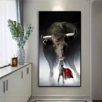 ART Настенное украшение Матадор плакат с принтом настенная живопись на холсте картина «Бой быков» для гостиной домашний декор без рамки 20x35cm