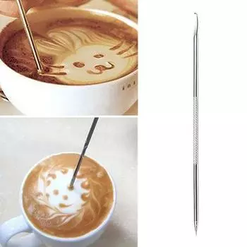 Art Pen Латте Pin Кофейная гирлянда Игла Нержавеющая сталь Капучино Поворотный инструмент Контейнер для безвкусного молока Окрашенные инструменты для кофе латте 1pc