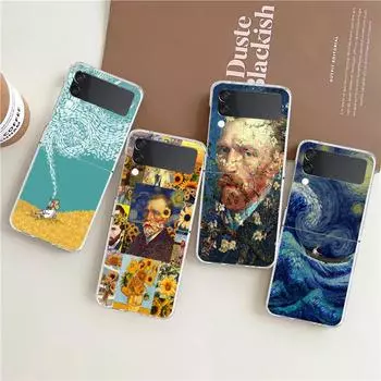 Art Van Gogh Starry Clear Phone Case For Samsung Galaxy Z Flip 4 Case Thin High Hard PC Shell on For Galaxy Z Flip 3 5G Cover Galaxy Z Flip 5G