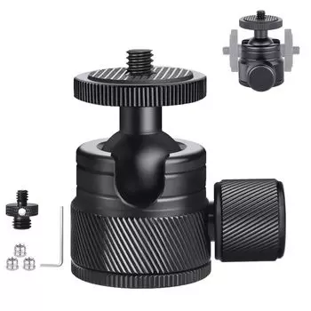 ARTCISE 20mm Ball Low Center of Gravity Head with Male to Male Camera Screw Double Head Stud CNC Machined Aluminum 360 Degree Rotation Panoramic Ball