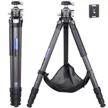 ARTCISE Tube Large Carbon Tripod 40mm Ball Low Center of Gravity Head Compact Travel Carbon Fiber Camera Video Tripod Arca Swiss Standard Quick Shoe