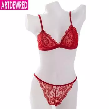 Artdewred Bralette Wire Free Бюстгальтер Тонкие треугольные чашки Бюстгальтер и трусики Комплект нижнего белья для женщин S белый