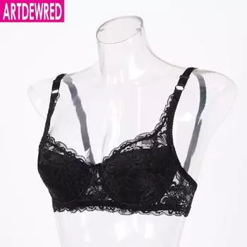 Artdewred модное женское сексуальное нижнее белье с полным покрытием, минимизатор, кружевной прозрачный бюстгальтер без подкладок, 9 цветов 34B чёрный