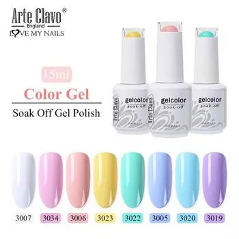 Arte Clavo 15 мл гель-лак для ногтей без сколов и выцветания УФ-светодиодный замачиваемый верхний базовый гель красочные УФ-гель-лаки для ногтей для ногтей