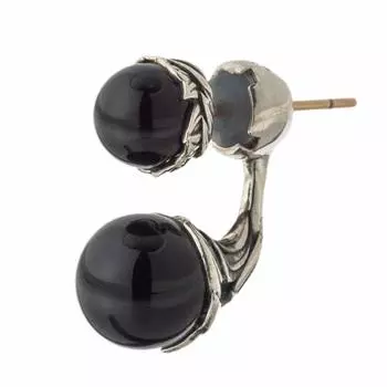 Artemis Classic Серьги-джекеты с шариками оникса ACE0170 Серебряные аксессуары для мужчин и женщин Брендовые украшения Серебро Серебряные серьги 925 [Artemis Classic] чёрный
