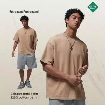 ARTIE Мужская футболка 2024 года, лето 325 г, батик, потертая, в стиле ретро - американская мода, короткий рукав S