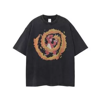 ARTIE Мужская футболка в стиле ретро с рисунком огненного дракона в стиле аниме XL