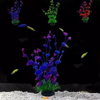 Artificial Aquarium Plants Decoration Grass Underwater Aquatic Plastic Plants Fish Tank Ornaments фиолетовый