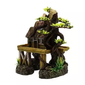 Artificial Aquarium Rockery Creative Small House Model Fish Tank Ornaments Gift Style 2