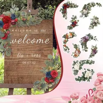 Artificial Arch Flower Welcome Flower Two-piece Set Simulated Door Lintel Flower Card Corner Rose Wedding Decor Fake Flower One Size бежевый