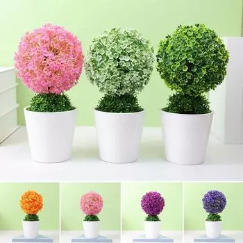 Artificial Artificial Flower Plants Potted Small Tree Grass Ball Bonsai Fish Tank Landscaping Tree Mini Creative Grass Ball темно-фиолетового