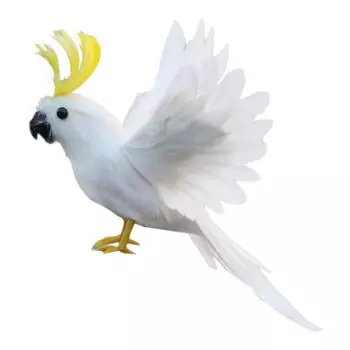 Artificial Bird Flying Parrot Home Art Decor 7.9inch White