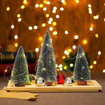 Искусственные рождественские елки с гирляндами, декоративные для полки, праздничного стола Style A