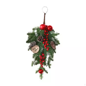 Artificial Christmas Wreath for Front Door, with Wood Plague