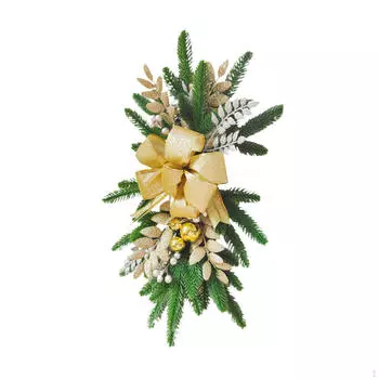 Artificial Christmas Wreath Holiday Decoration Front Door for Balcony Fireplace Hotel without Light