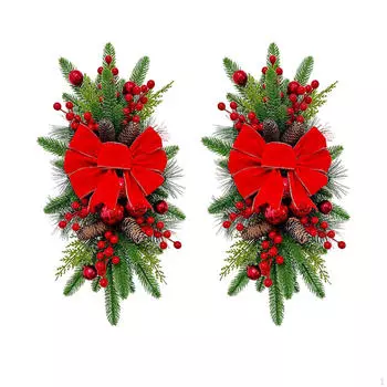 Artificial Christmas Wreath ,Wreath for Front Door ,Farmhouse Ornaments ,Holiday Garland Style A
