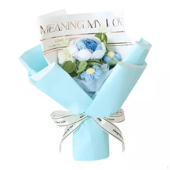 Artificial Crochet Flower Bouquet as a Gift for Mother s Day from Daughter and Son синий