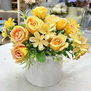 Artificial Flower Spring 4 Flower Rose Chrysanthemum Combination Flower Rose Fake Flower Silk Flower Small Rose
