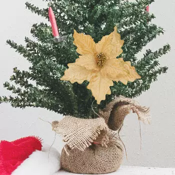 Artificial Flowers Glitter Christmas Flower Hanging Decors Xmas Tree Decorations Ornament for золотой