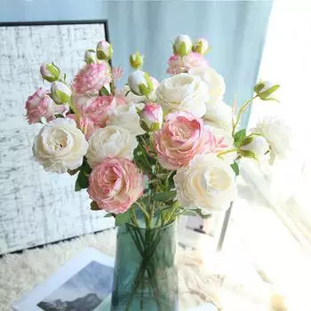 Artificial Flowers Rose Silk Bouquet Peony Vintage Fake Flowers Plants Bride Wedding Home Decoration Valentine s Day Gift