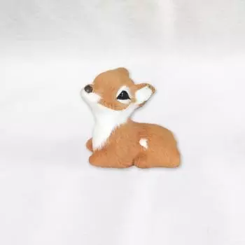 Artificial Fur PVC Imitation Sika Deer Grey Brown Animal Model Figurine Home Decor B