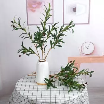 Artificial Green Plants Olive Branches For Decoration Wedding 70cm 3 Fork Artificial 6 Fruits Indoor Decoration