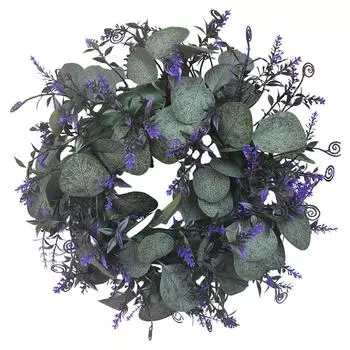 Artificial Lavender Wreath Hanging Green Leaves Party Door Decoration