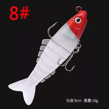 Artificial Lifelike Popper Soft Swimbait 8 Segmented Fishing Lures Lead Head Soft Fishing Lure Custom 3.54in soft Bait Lure 8