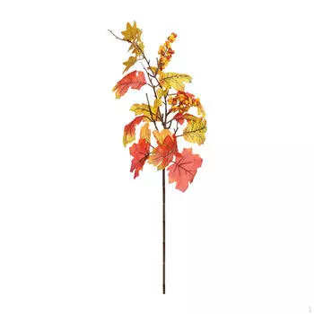 Artificial Maple Leaves Branch Fake Plant Fall Pick for DIY Wreath Floral Arrangement Style A