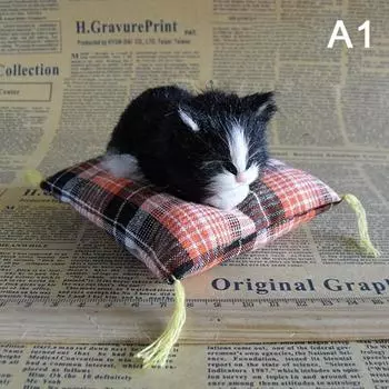 Artificial Mini Sleeping Cats On Cloth Pad Plush Simulation Lying Cats Doll Ornaments Children S Gifts Home Decoration