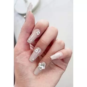 Artificial Nail Trapezoid in Broken Diamond Galaxy Phototherapy Nails Fake Nails Reusable and HANDMADE Removable Nails XS