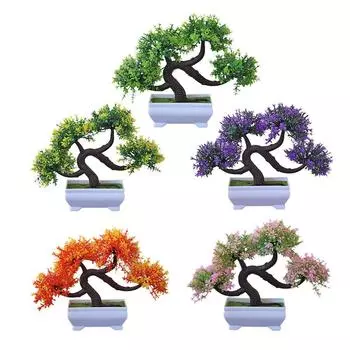Artificial Plants Bonsai Small Tree Simulation Pot Plants Welcoming Pine Desktop Decoration Fake Flowers Home Garden Decoration