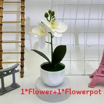 Artificial Pot Phalaenopsis Flower Bonsai For Event Decoration Prop Home And White