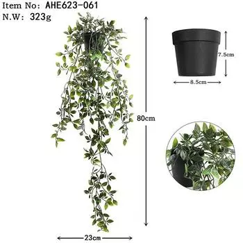 Artificial Potted Plants, Green Plants Hanging Potted Plants, Plastic Pots Hanging Bonsai, Mandala, Simulated Plants