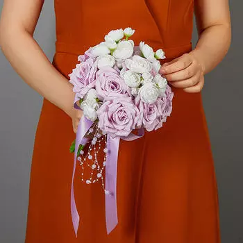 Artificial Rose Flower Bouquet for Wedding And Bridal Shower светло-фиолетовый