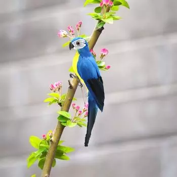 Artificial Simulation Foam Parrot Feather Garden Bird Prop Decor (Lake Blue)