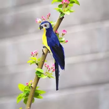 Artificial Simulation Foam Parrot Feather Garden Bird Prop Decor (Lake Blue)