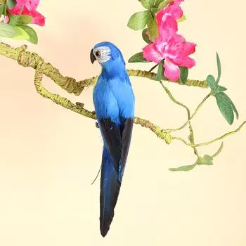 Artificial Simulation Foam Parrot Feather Garden Bird Prop Decor (Lake Blue)