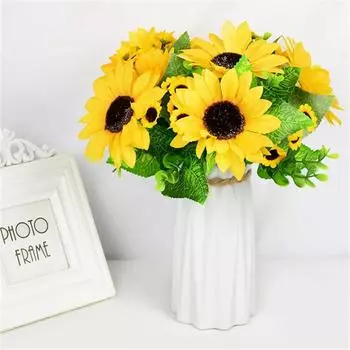 Artificial Sunflower Bouquet Silk Flower for Home Garden Party Wedding Decoration Fake Flowers жёлтый