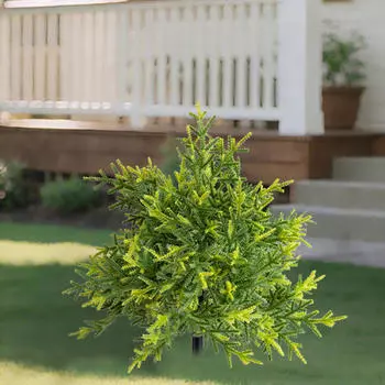 Artificial Topiary Tree with Ground 23.62inch Shrub Bush Faux Greenery for Porch