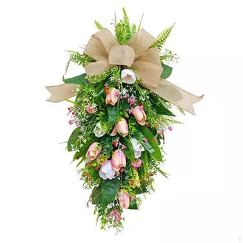 Artificial Tulips Teardrop Wreath Simulation Wreaths Mother s Day Gift Ornament Table Centerpiece