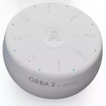 Artiphon Orba 2 Портативный музыкальный инструмент MIDI-контроллер Bluetooth USB (белый) мультиэлектронный сэмплер, синтезатор, лупер, iOS, Mac, Windows,